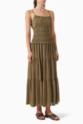 Smocked Maxi Dress in Georgette
