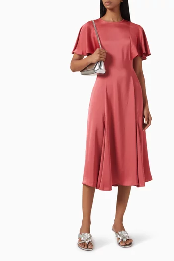 Cape Midi Dress in Satin