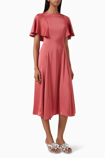 Cape Midi Dress in Satin