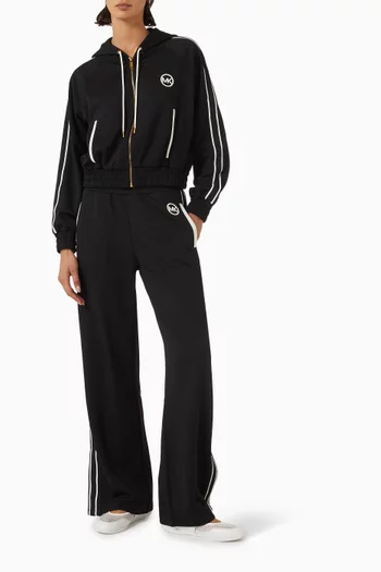 Contrast Zip-Up Track Jacket in Piqué