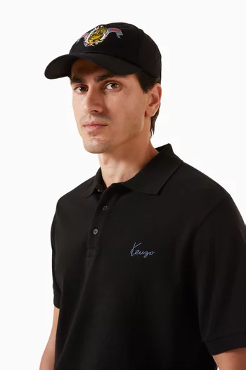 Jumping Tiger Embroidered Cap in Cotton