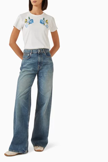 Wildflower Embroidered T-shirt in Cotton