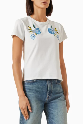 Wildflower Embroidered T-shirt in Cotton