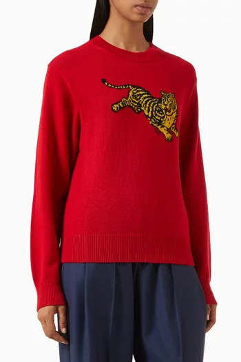 Jumping Tiger Sweater in Cotton & Wool