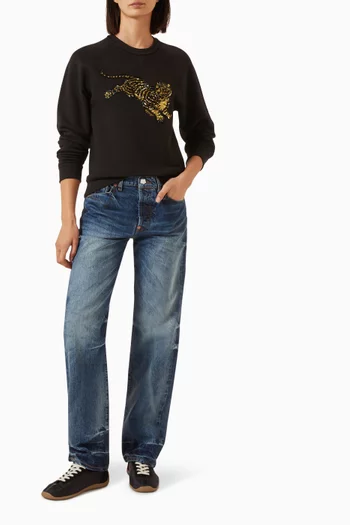 Jumping Tiger Embellished Sweatshirt in Cotton