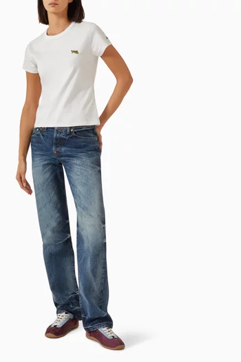 Jumping Tiger Embroidered T-shirt in Cotton