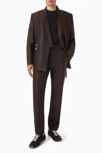 Tapered Tailored Pants in Wool & Silk