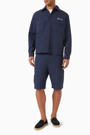 Varsity Embroidered Overshirt in Cotton Twill