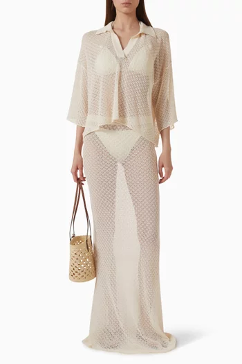 Riley Collared Top in Crochet-knit