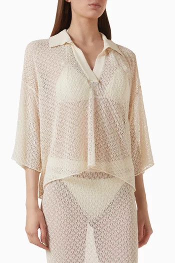 Riley Collared Top in Crochet-knit