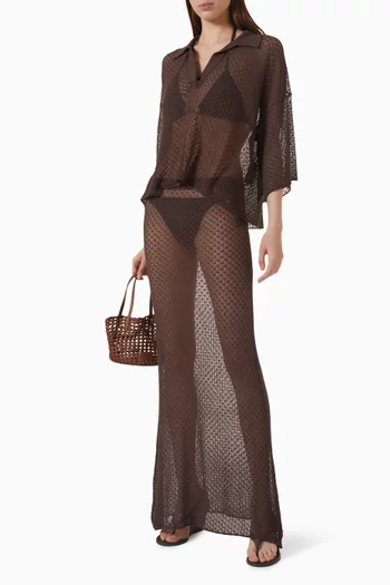 Riley Collared Top in Crochet-knit