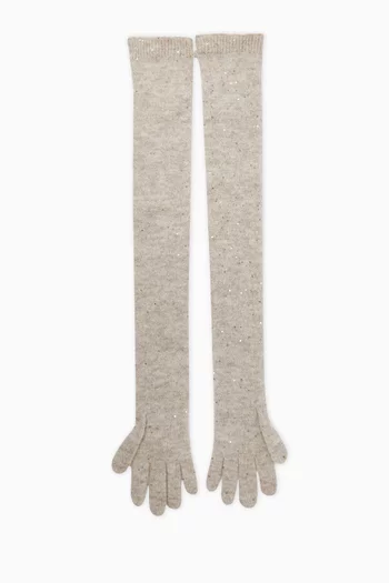 Sparkling Lace Flowers Long Gloves