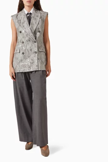 Dazzling Lynx-embroidered Vest in Virgin Wool & Cashmere