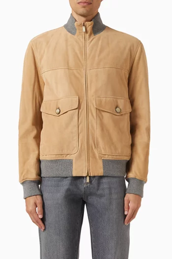 Thermore® Padded Bomber Jacket in Suede