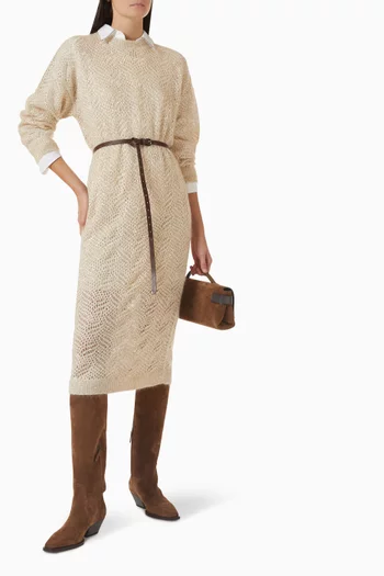 Dazzling Abstract Leaf-knit Dress