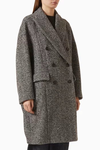 Dazzling Monili Chevron Double-breasted Coat in Virgin Wool & Alpaca