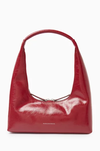Small Hobo Shoulder Bag in Crinkle Leather