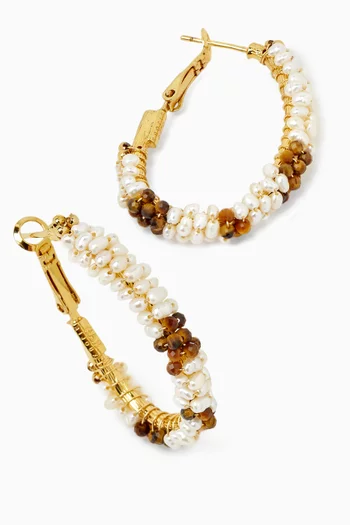 Lyre Hoop Earrings in Gold-plated Metal