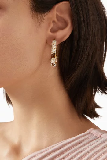 Lyre Hoop Earrings in Gold-plated Metal