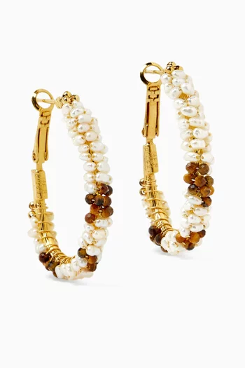 Lyre Hoop Earrings in Gold-plated Metal