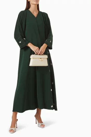 Thread & Bead Embroidered Abaya in Crepe