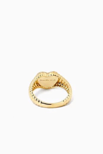 Baby Chevaliere Coeur Berlingot Agate Rouge Ring in 9kt Yellow Gold