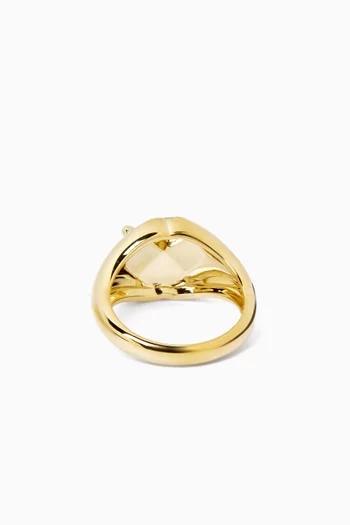 Mini Bague Dome Trefle Ring in 9kt Yellow Gold