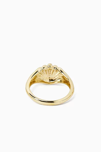 Baby Chevaliere Coquillage Diamants Ring in 9kt Yellow Gold