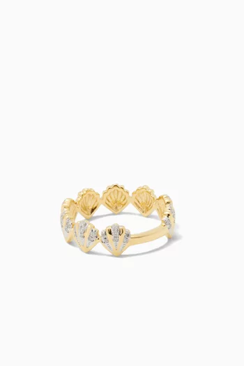 Alliance Coquillage Diamants Ring in 18kt Yellow Gold