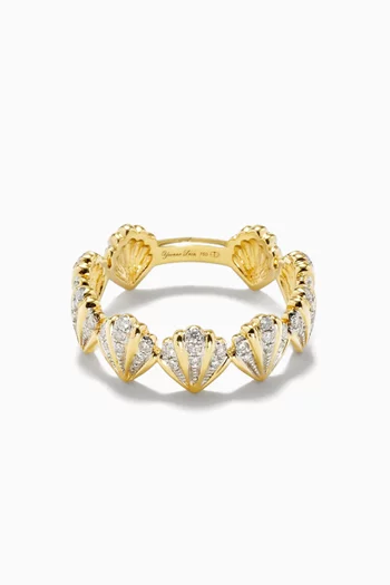 Alliance Coquillage Diamants Ring in 18kt Yellow Gold