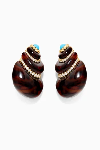Paire De Bo Coquillage Léopard Earrings in 9kt Yellow Gold