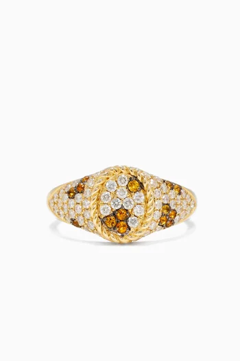 Baby Chevaliere Ovale Leopard Diamants Ring in 9kt Yellow Gold