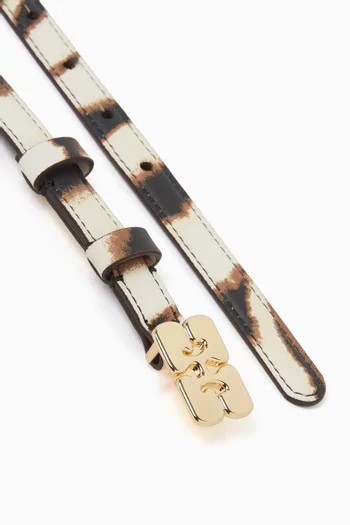 KAT THIN BELT IN VITELLO ZEBRA PRINTED RECYCLED LEATHER AND POLYESTER WITH GOLD BUTTERFLY LOGO HARDWARE:White    :XS/S|219844826