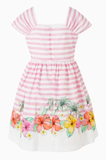 Hibiscus Stripe Poplin Dress