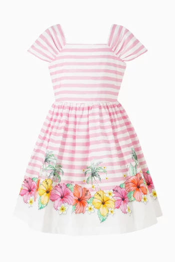 Hibiscus Stripe Poplin Dress