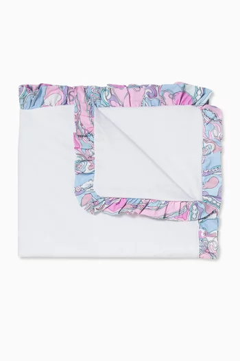 Printed Ruffle Blanket in Cotton