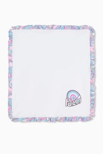 Printed Ruffle Blanket in Cotton