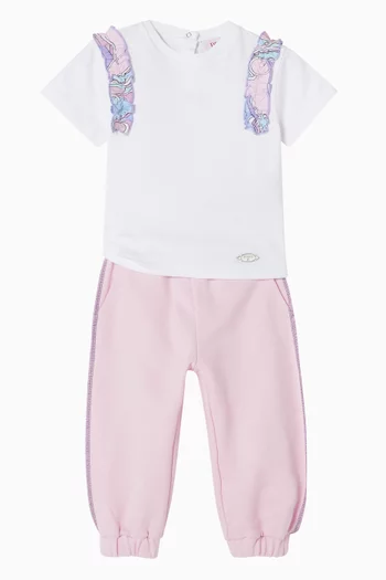 Ruffled Printed T-shirt in Cotton