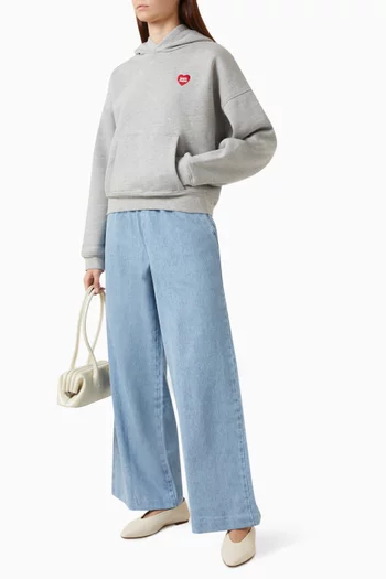 Heart Embroidered Hoodie in French Terry