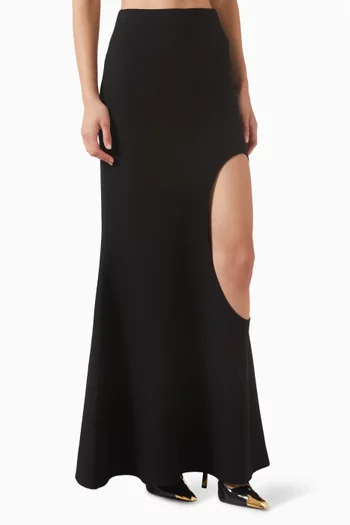 Knitted Cutout Flared Skirt