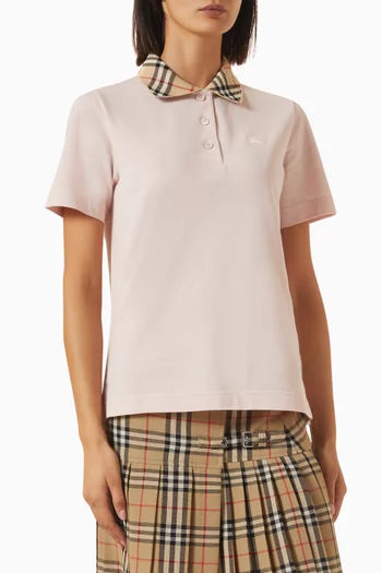 Check-collar Polo Shirt in Cotton
