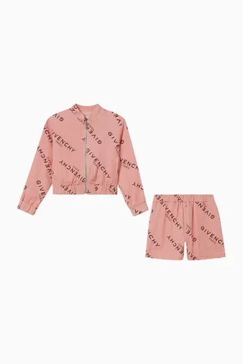 Logo Cardigan & Shorts Set