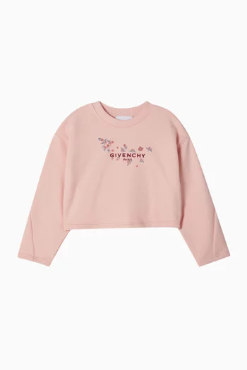Floral Logo Sweatshirt in Organic Cotton Fleece