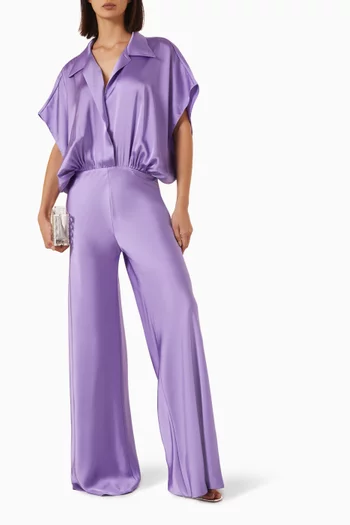 Oversized Sleeveless NK Jumpsuit in Satin