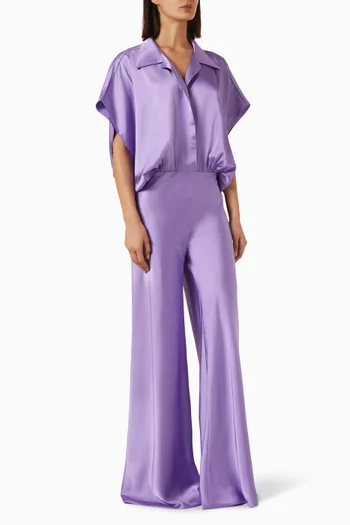 Oversized Sleeveless NK Jumpsuit in Satin