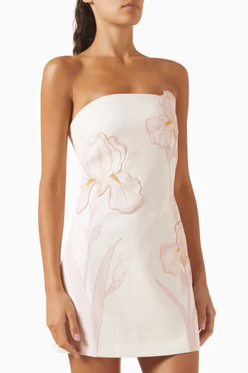 Iris Floral-print Strapless Dress
