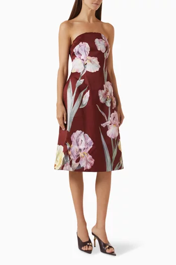 Iris Floral-print Strapless A-line Dress