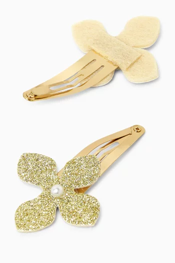 Floral Glitter Hair Clips