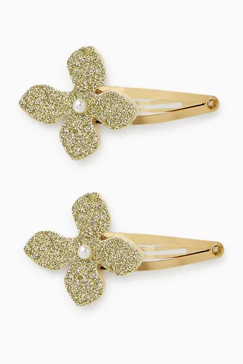 Floral Glitter Hair Clips