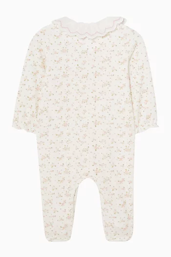 Floral-print Sleepsuit in Cotton-blend